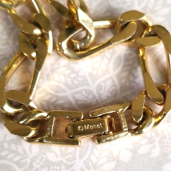 Vintage MONET Goldtone Metal Link Long Chain Necklace - Picture 12 of 13